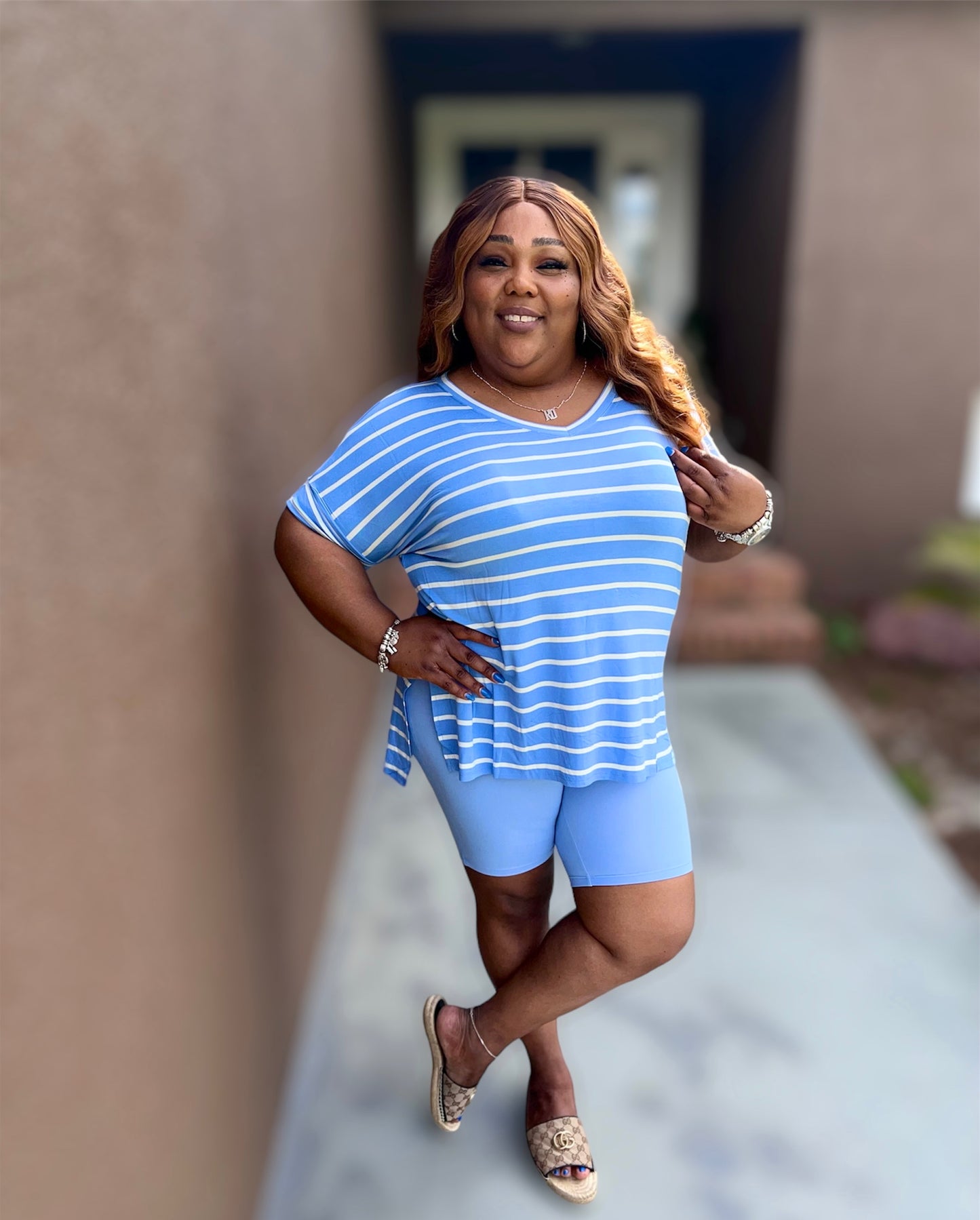 Spring Blue Simple Chick Biker Set (Regular & Kurvy)