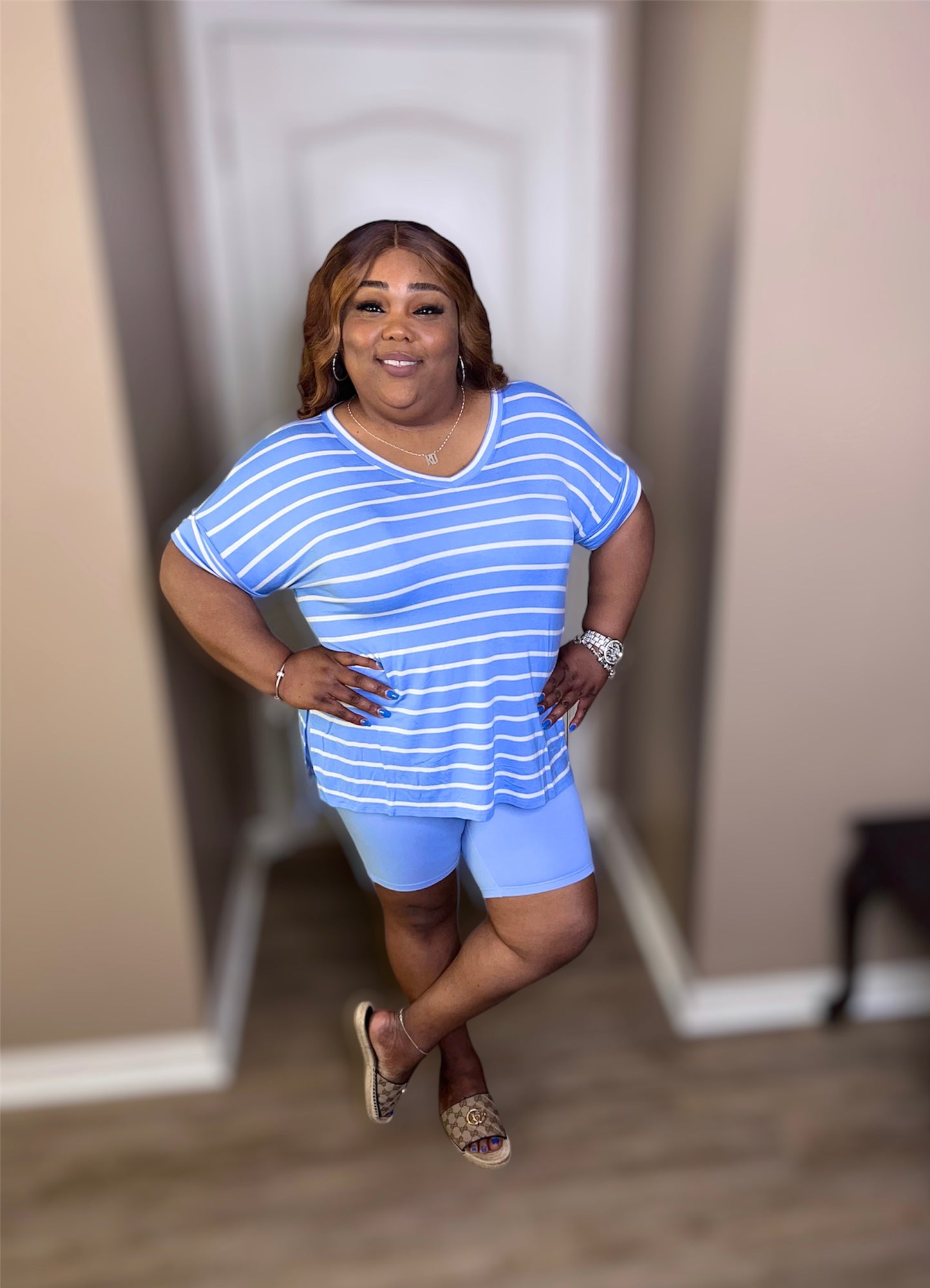 Spring Blue Simple Chick Biker Set (Regular & Kurvy)
