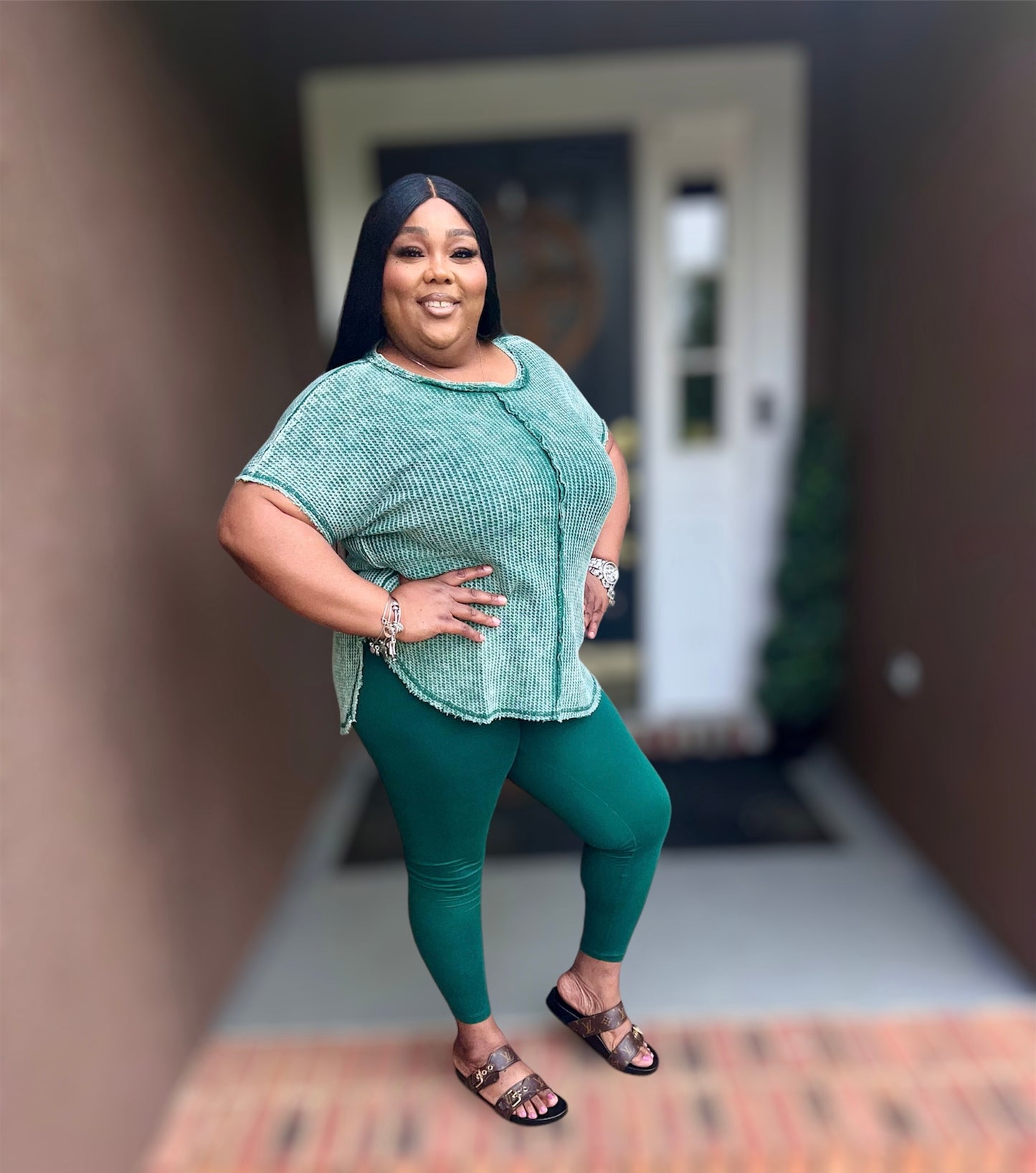 Green Mineral Waffle Legging Set (Regular)