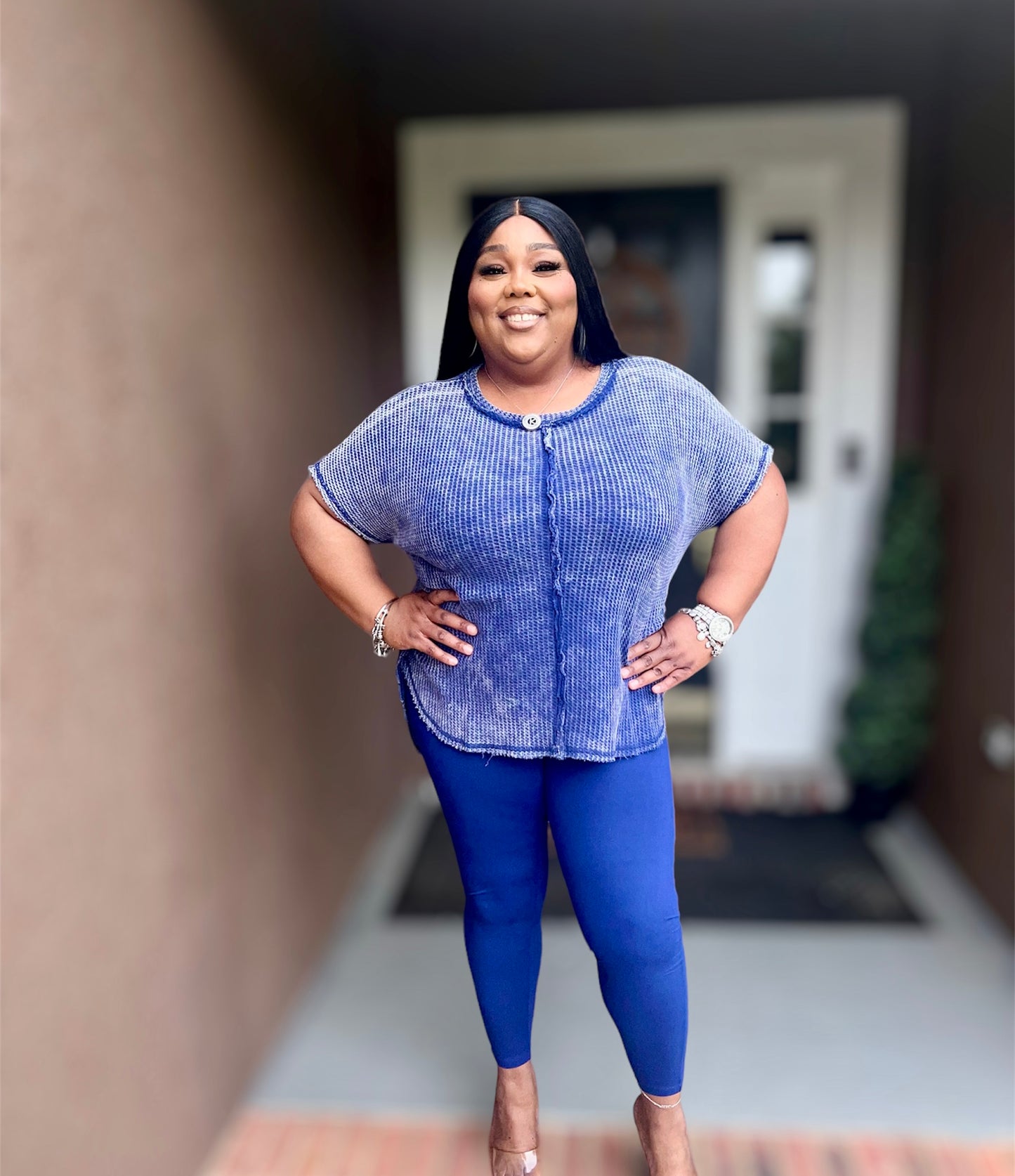 Navy Mineral Waffle Legging Set (Regular)