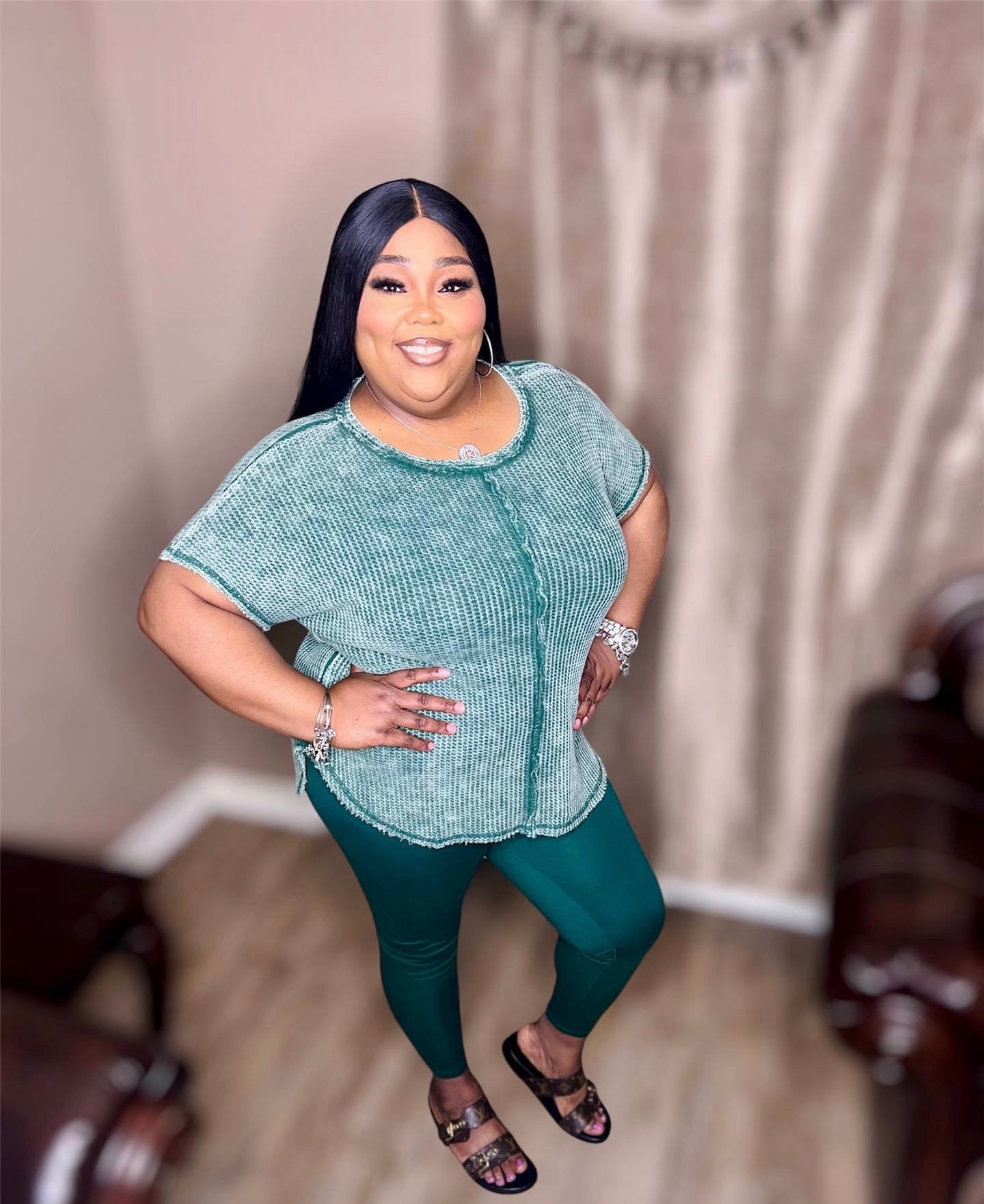 Green Mineral Waffle Legging Set (Regular)