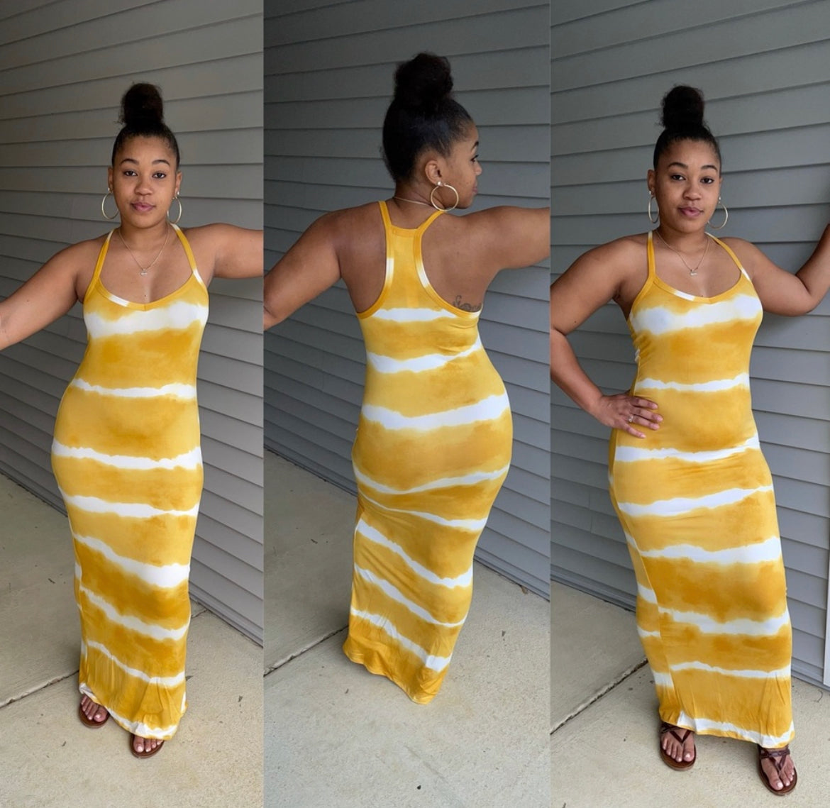 Stripe Tie Dye Maxi Dress (Regular) (2 Kolors)