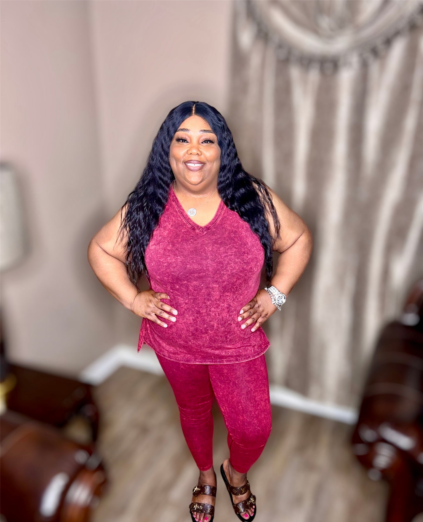 Cabernet Mineral Wash Leggings (Regular & Kurvy)