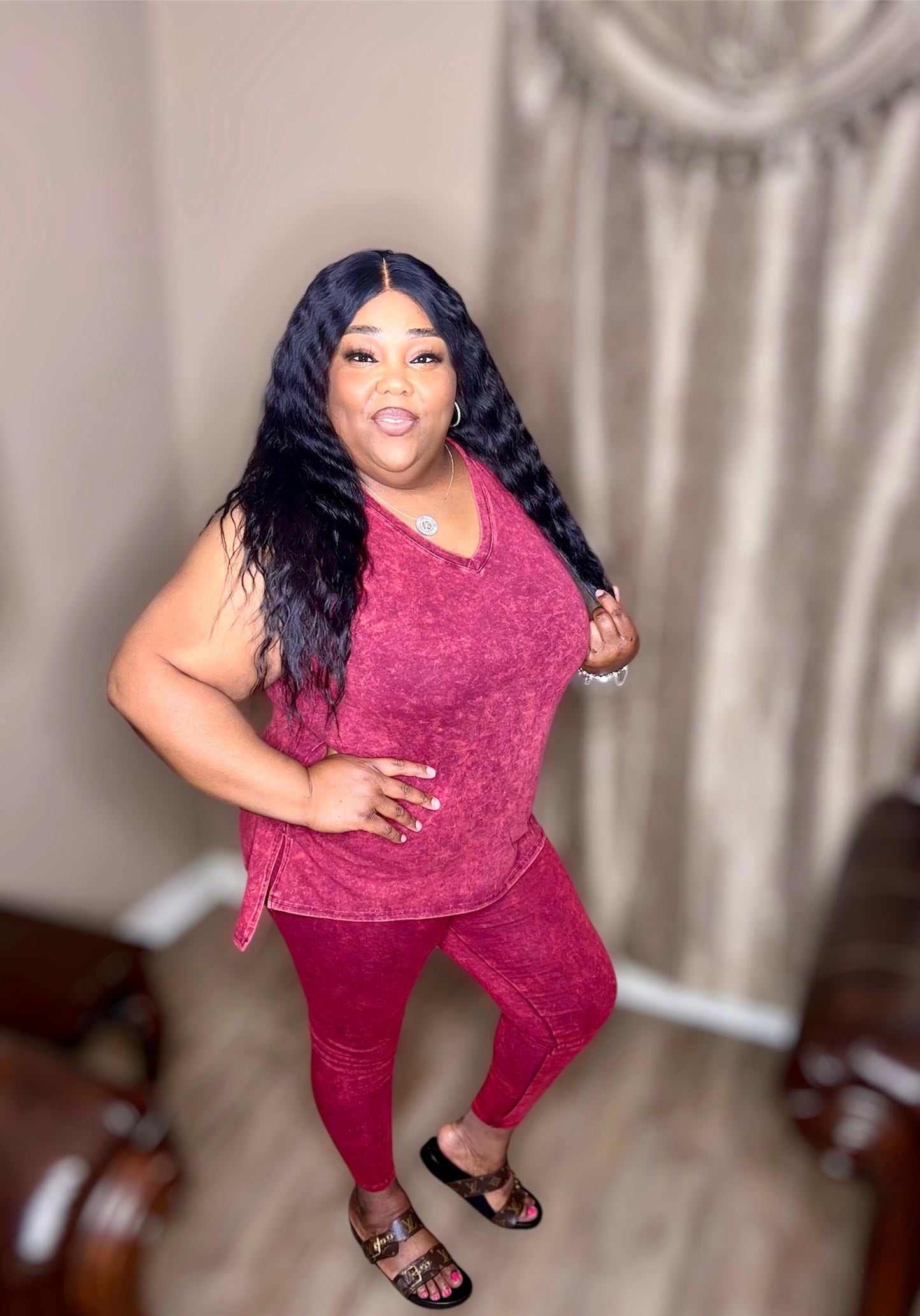 Cabernet Mineral Wash Leggings (Regular & Kurvy)