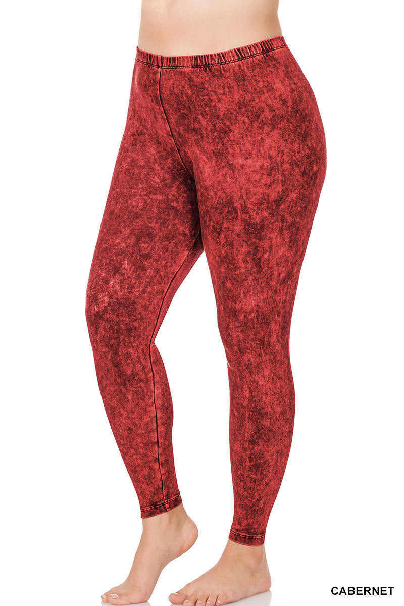 Cabernet Mineral Wash Leggings (Regular & Kurvy)