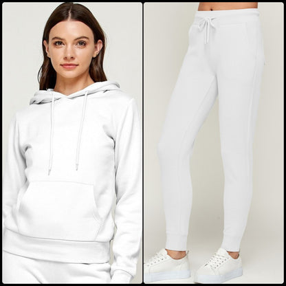 White Fleece Pullover Sweatsuit (Regular)