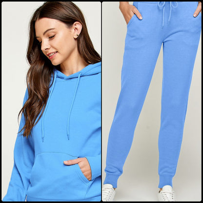 Powder Blue Fleece Pullover Sweatsuit (Kurvy)