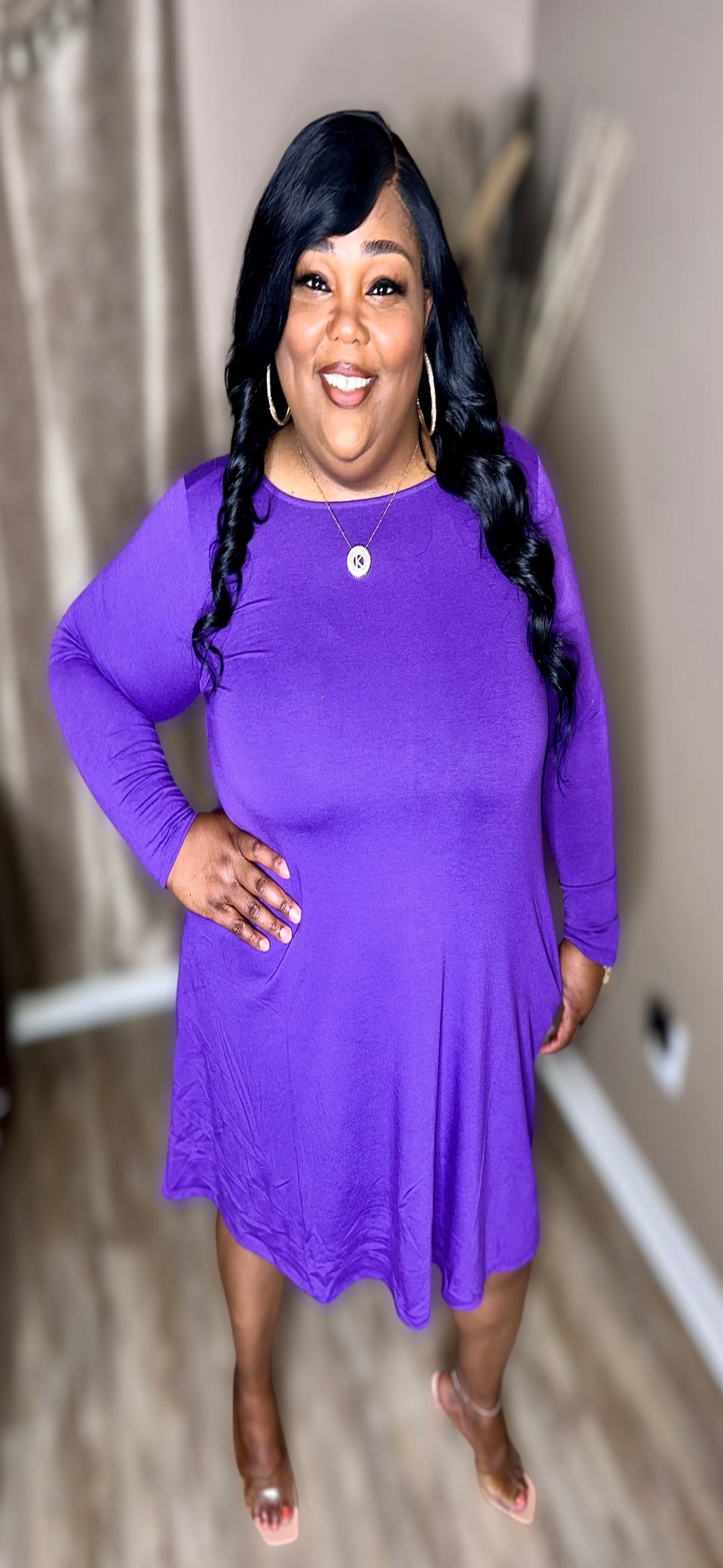 Purple Fall Flare Dress (Kurvy)